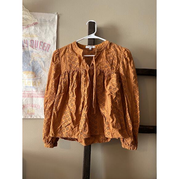 Madewell Eyelet Double Tie Floral Blouse - Picture 1 of 6
